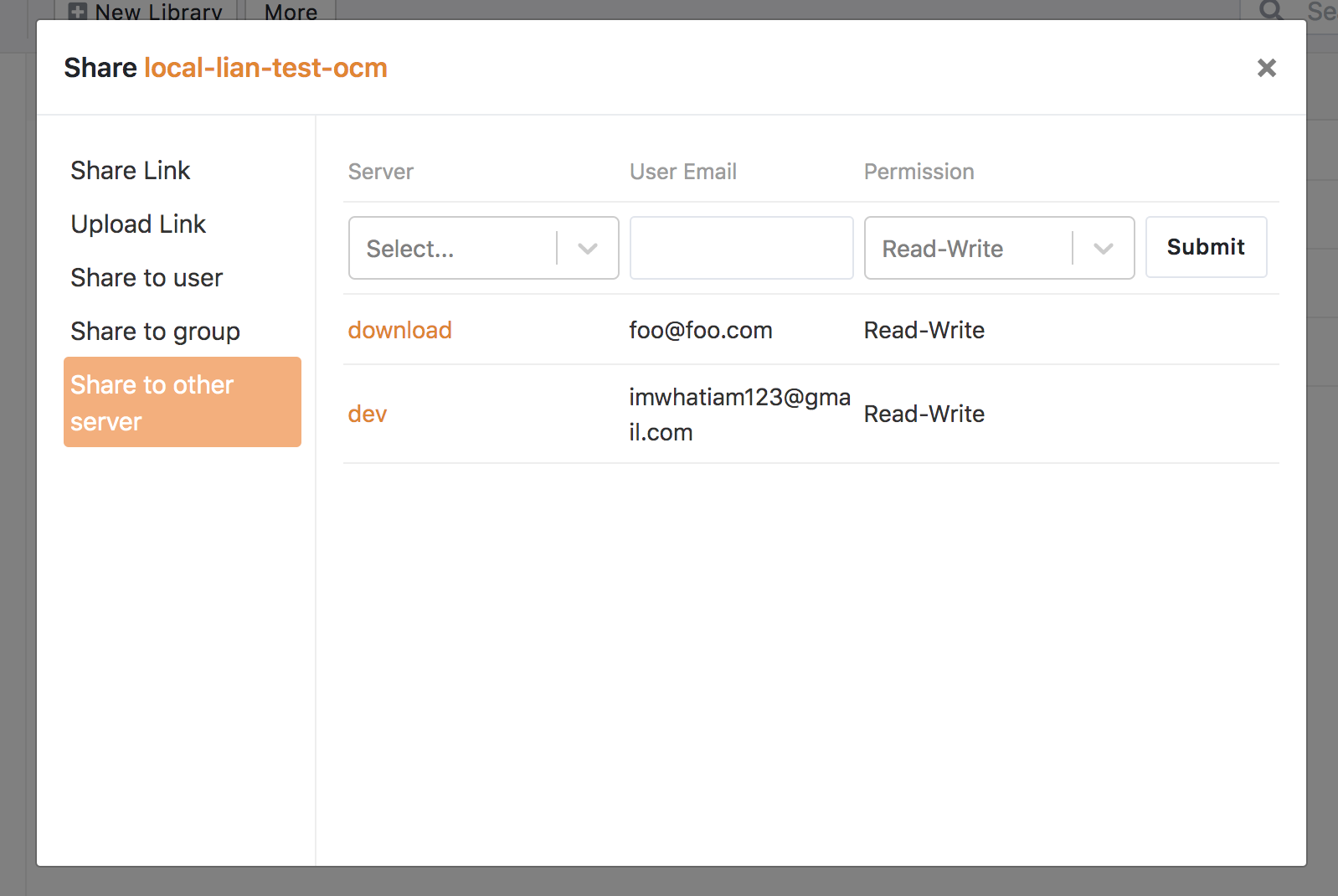 ocm-share-to-other-server