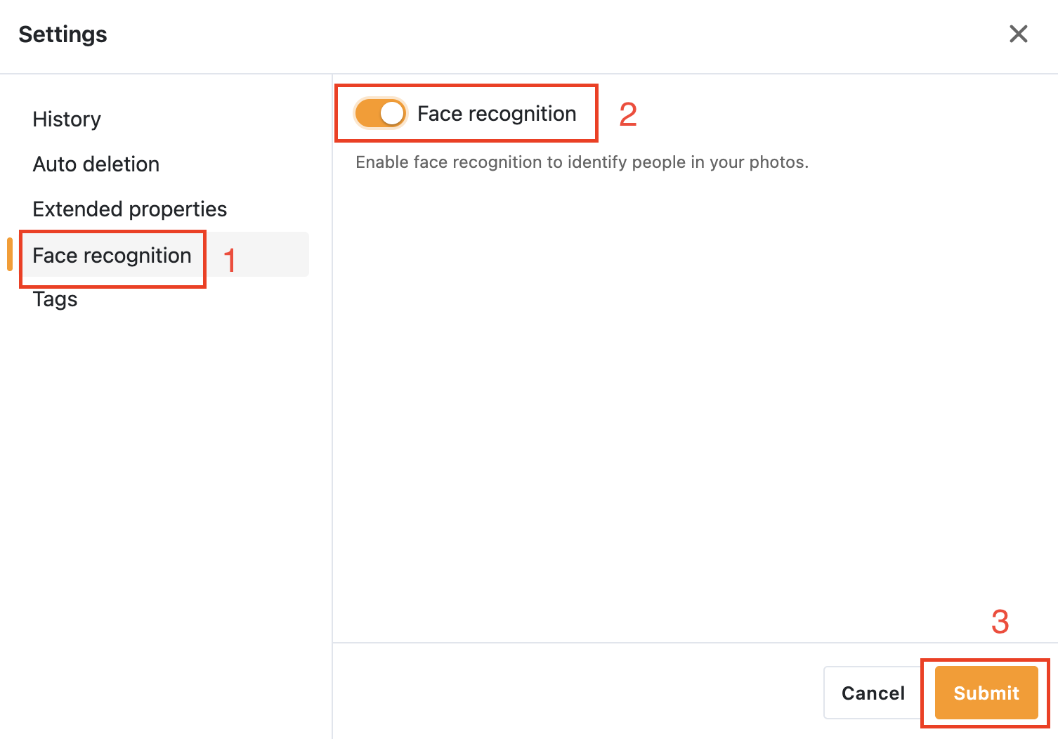 Enable face recognition