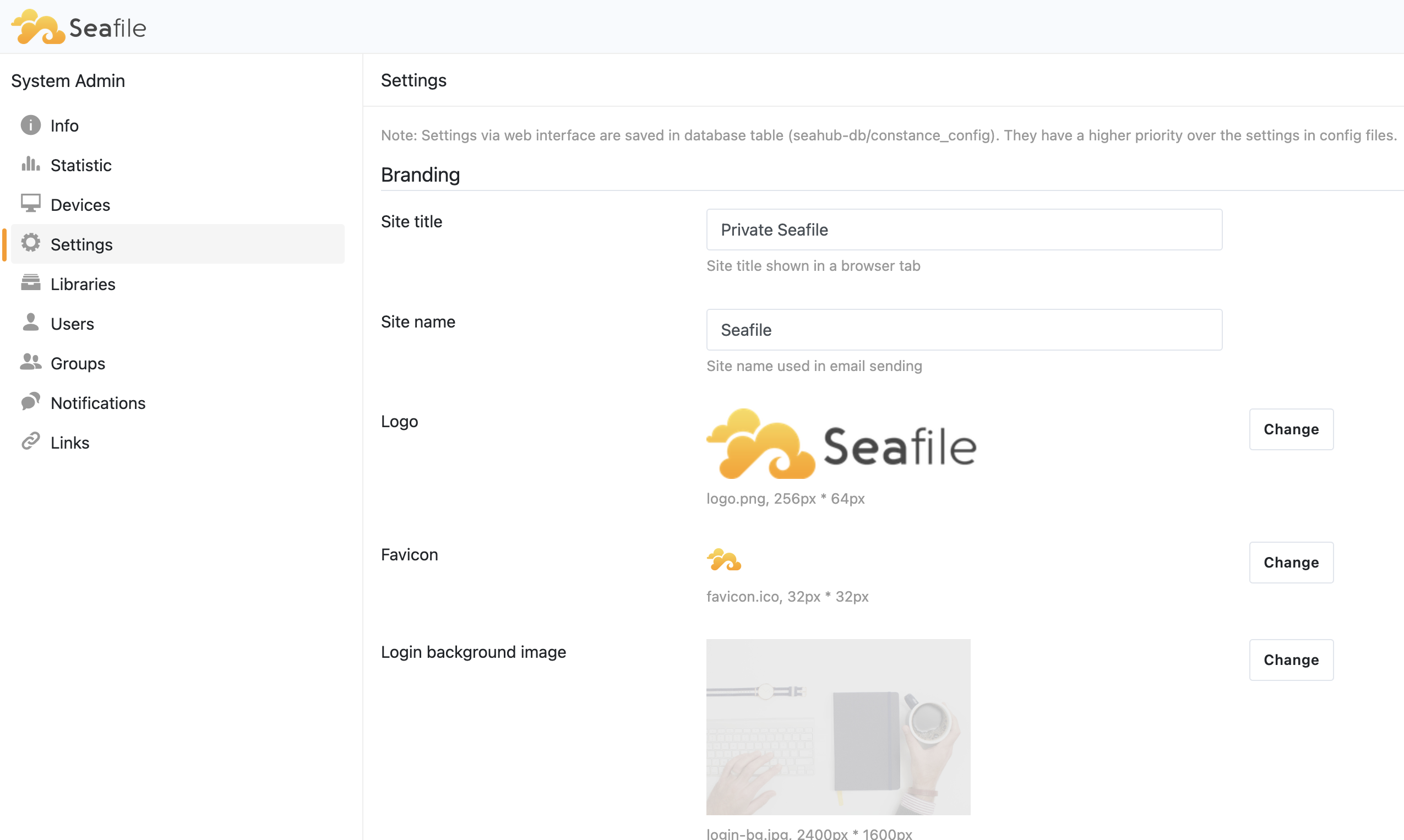 Seafile Config via Web
